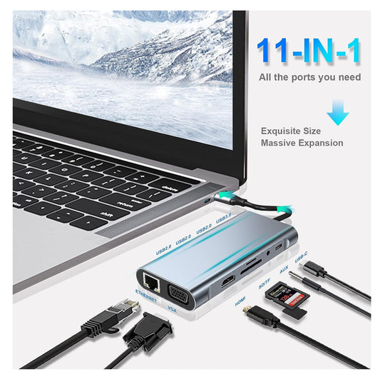 HUB ADAPTADOR MULTIPUERTO 11 EN 1 USB-C