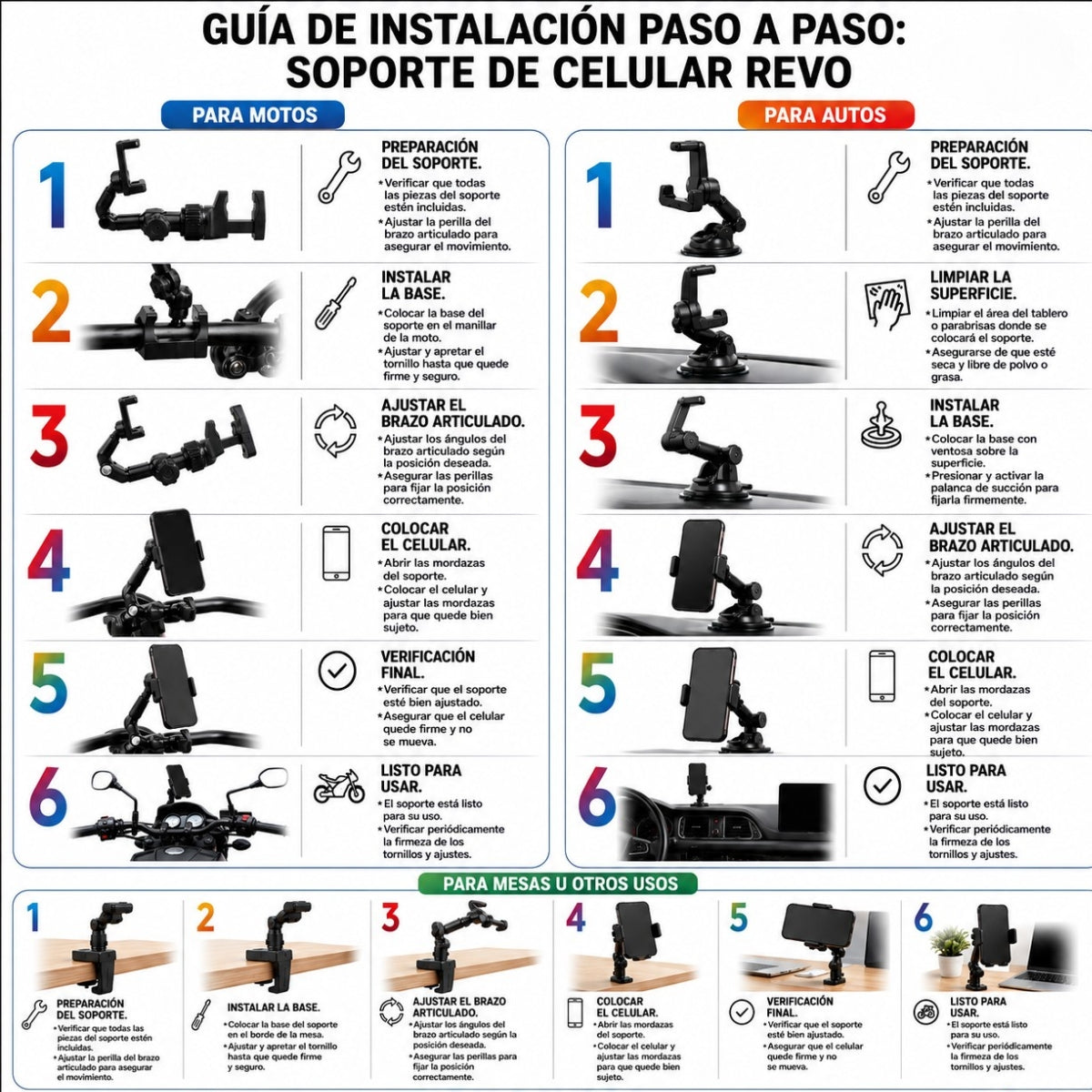 SOPORTE BASE BRAZO PORTA CELULAR UNIVERSAL