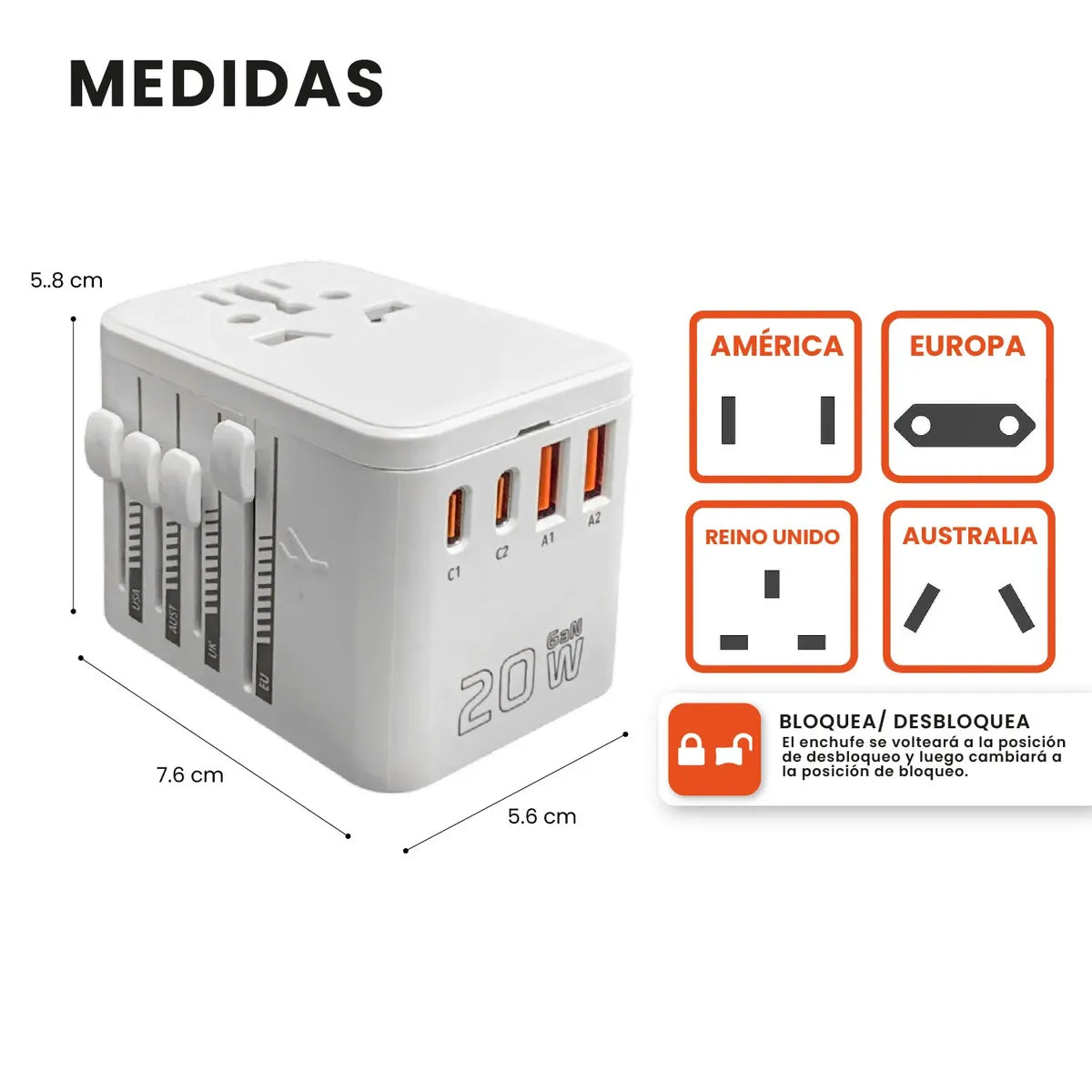 ADAPTADOR ENCHUFE CONVERTIDOR